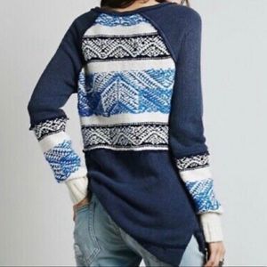 Free People Navy Nordic Snow Sweater